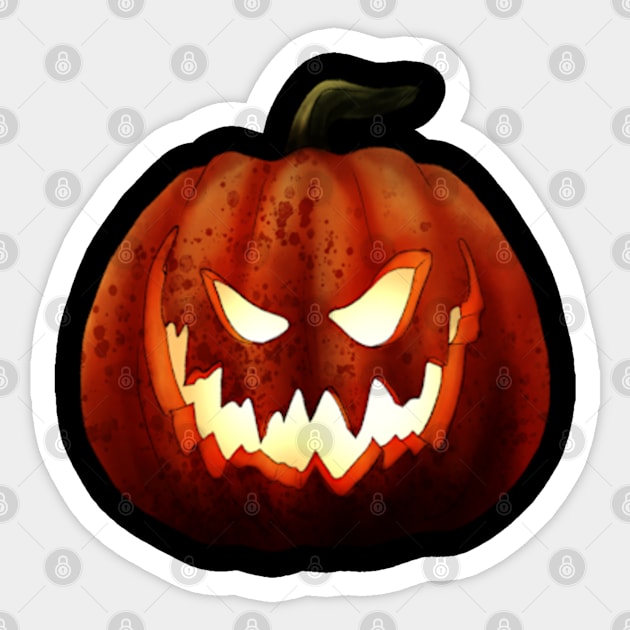 Scary Pumpkin Watercolor Sticker by LMHDesigns